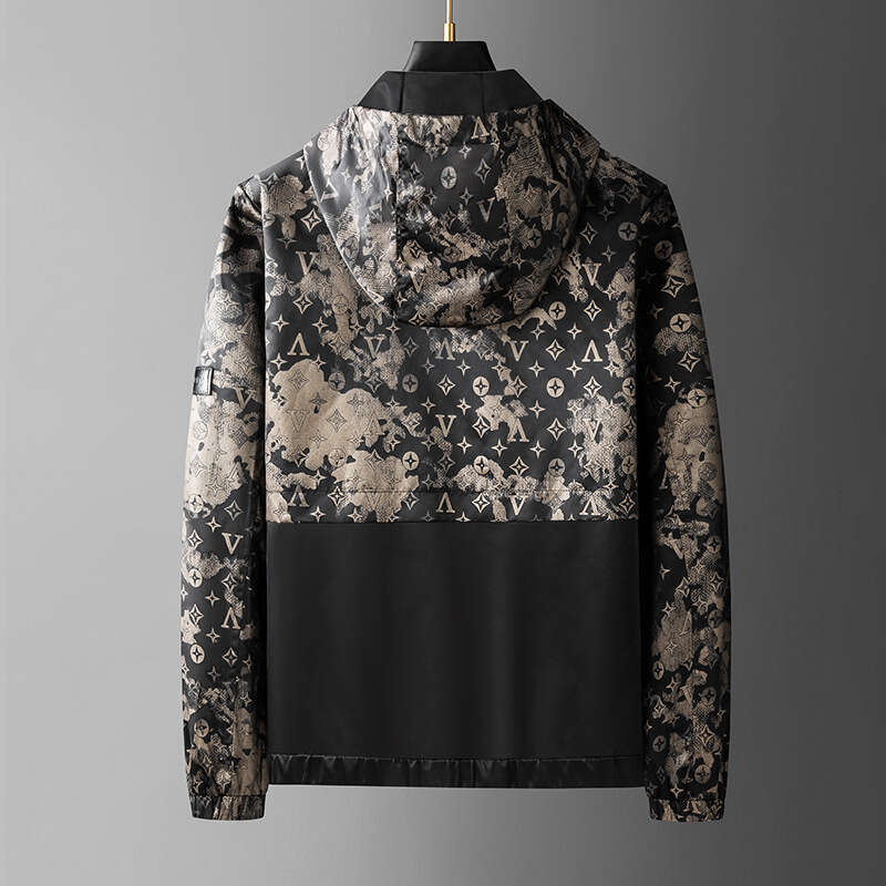 High-End Clothing 2025 Spring And Autumn New Hooded Jacket Light Luxury Printed Trendy Coat Men's Top