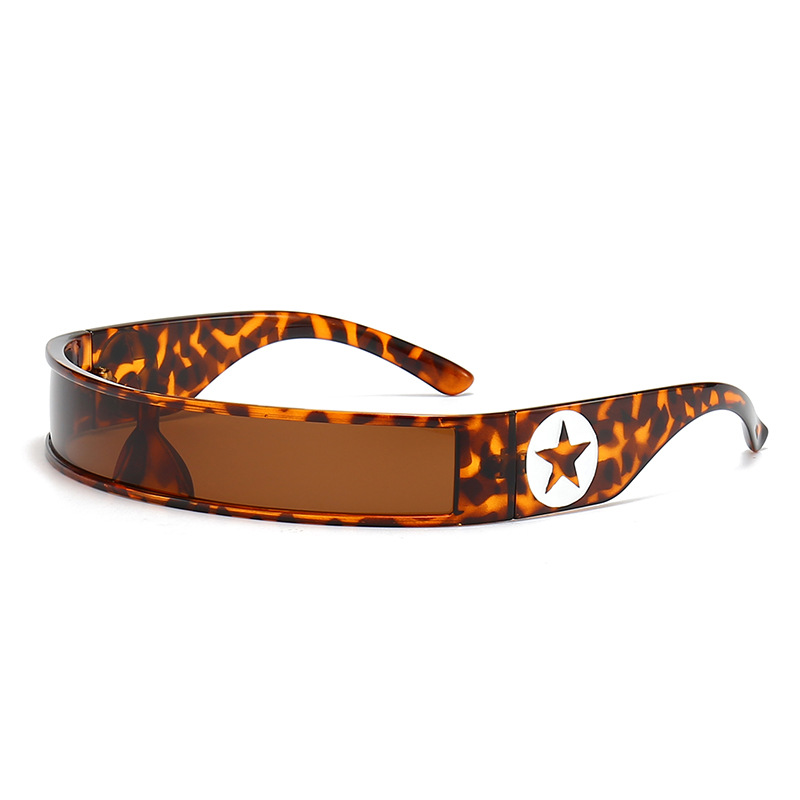 Five pointed star sunglasses, futuristic technology, rectangular one piece narrow frame sunglasses, trendy men's and women's trampoline sung