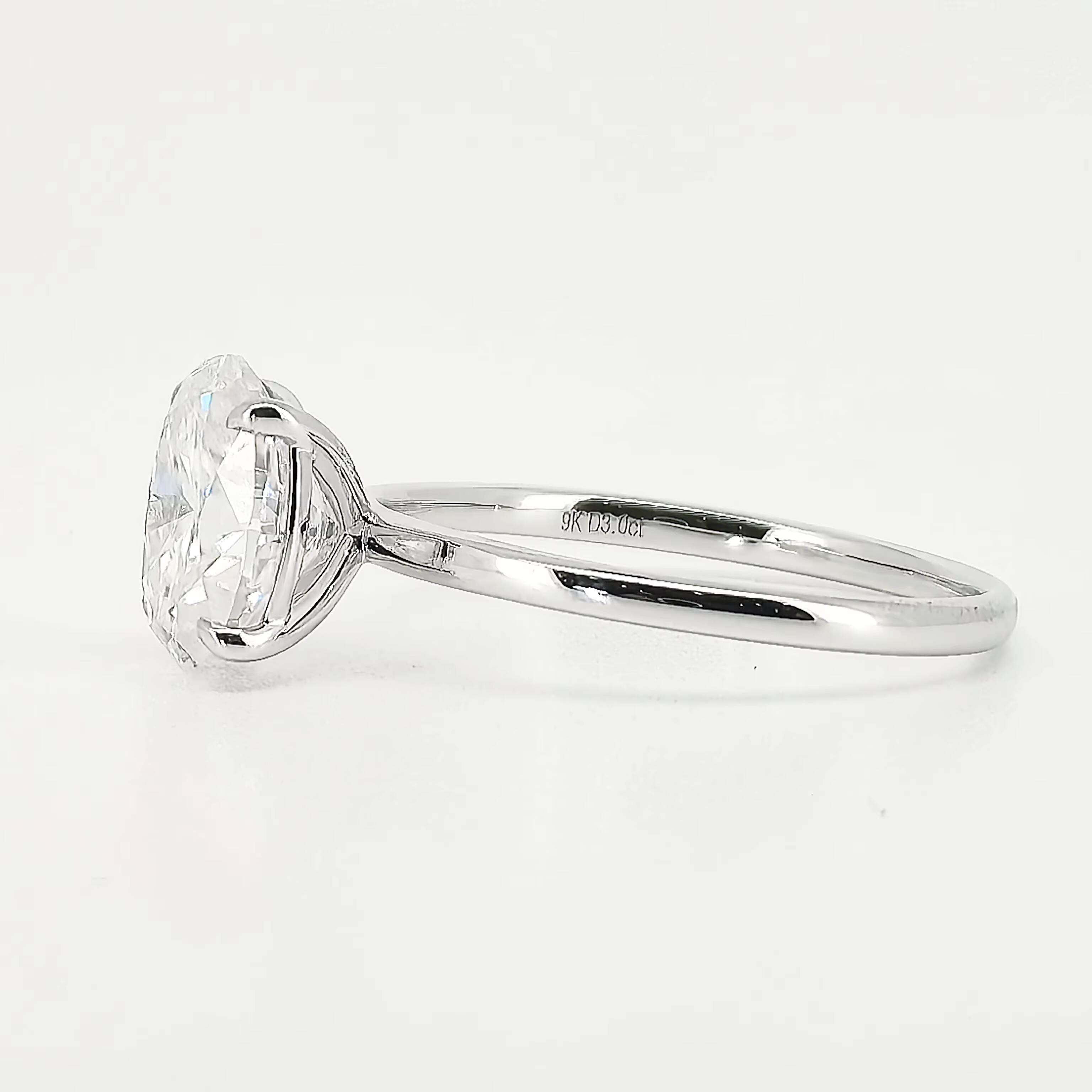Wholesale 1 2 3CT Oval Cut Engagement Rings VVS D GRA Certified S925 Sterling Silver Moissanite Ring