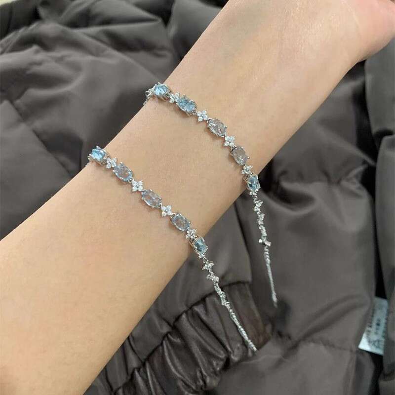 Bracelet New Blue Jelly Bracelets Versatile Super Fairy Cool Temperament Pure Handmade Finished Product Dreamy