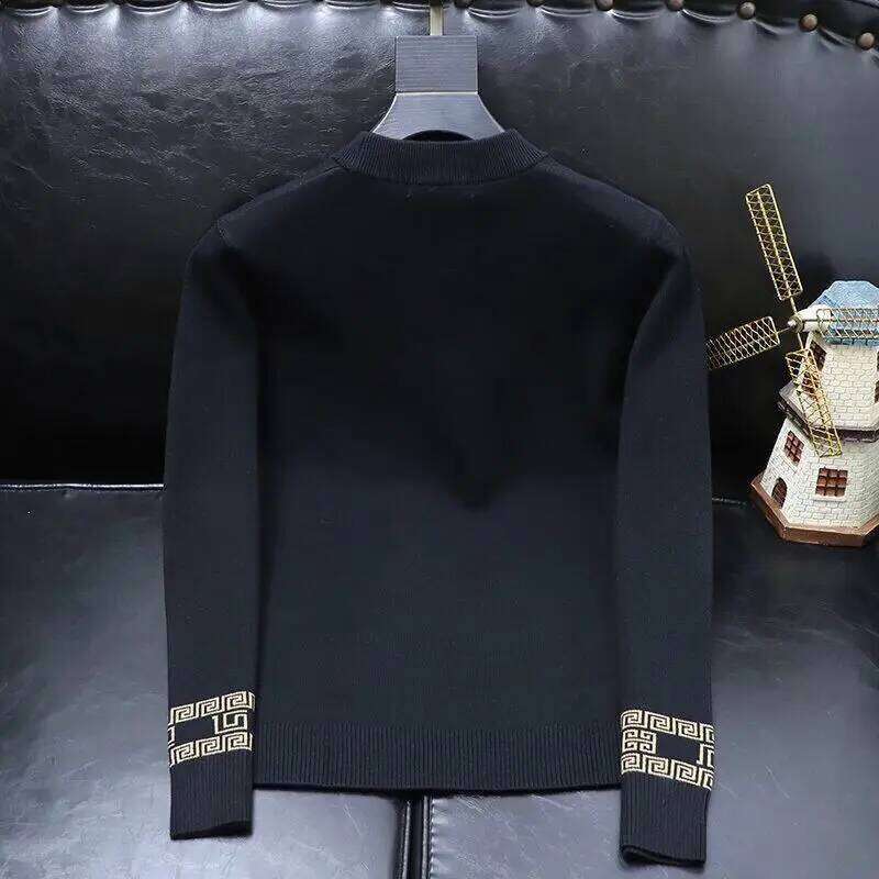 Pullover plush sweater autumn and winter new Korean version slim-fit youth casual men's clothing bottomed warm shirt