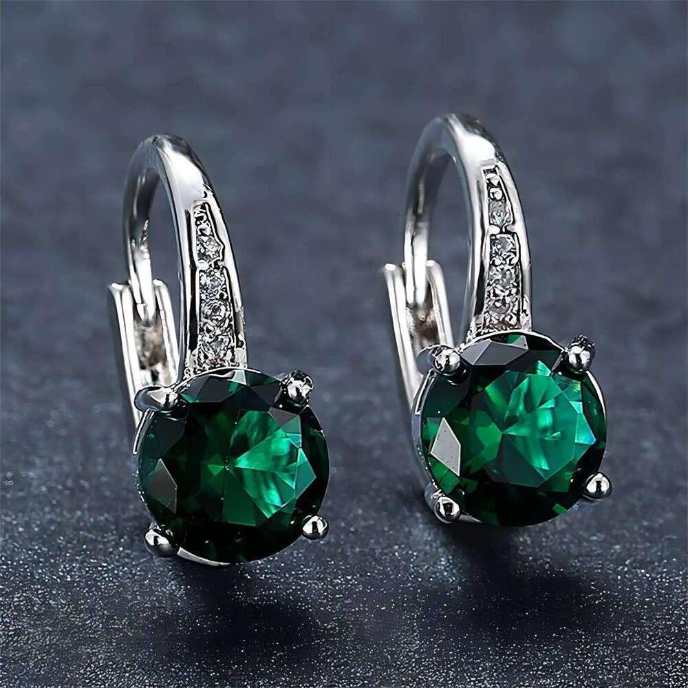 Fashion Geometric Copper Green Zirconia Earrings For Women Girls Multicolour Metal Earring INS Style Party Birthday Jewelry