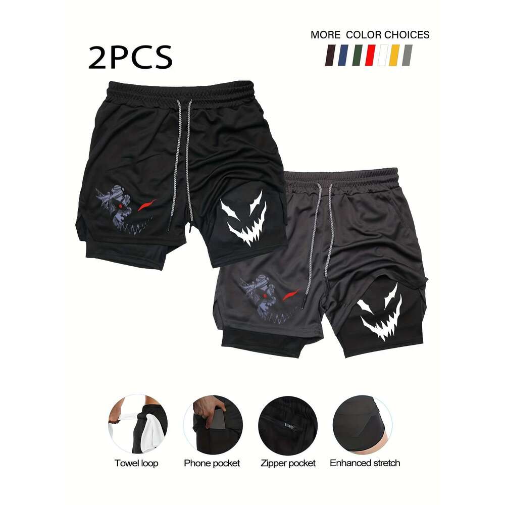 WONST Sportswear Pack In Double Layer Shorts Multi Functional Pockets Breathable And Elastic Waistband With Drawstring Gym Running Cycling Sports Oliv