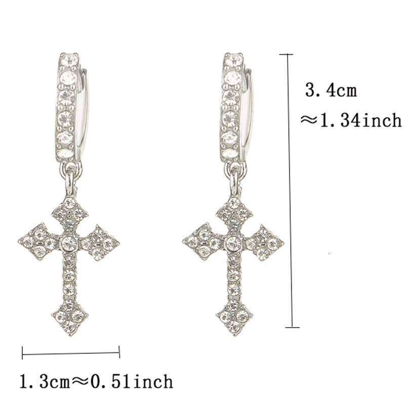 Classic Cross Point-Drill Crystal Replaceable Exquisite White Color Earrings For Women Men Hiphop Party Jewelry Gifts