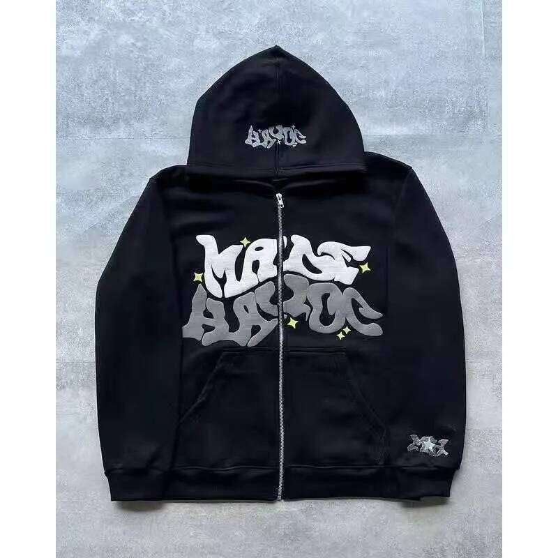 Cross Border E-Commerce European And American Connection Trend Y2k Gothic Punk Hip Hop Fashion Zipper Digital Printing Hood MOQIONG