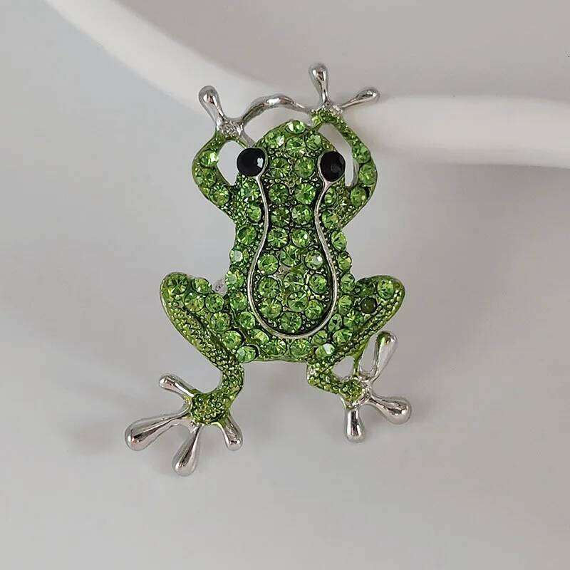 ZAKOL Luxury Green Crystal Frog Brooch Animal Brooches Pins For Women Dress Coat Accessories Jewelry Gift