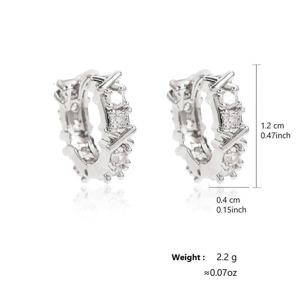 Korean Fashion Simple Zircon X Metal Hoop Earrings For Woman Exquisite Small Circle Earring Ladies Party Accessories