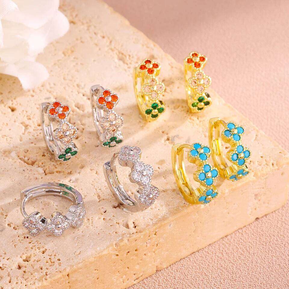 ZAKOL 2pcs/Set Colorful Random Zircon Flowers Bracelet Earring Set for Women Luxury Shining Crystal Bridal Wedding Party Jewelry