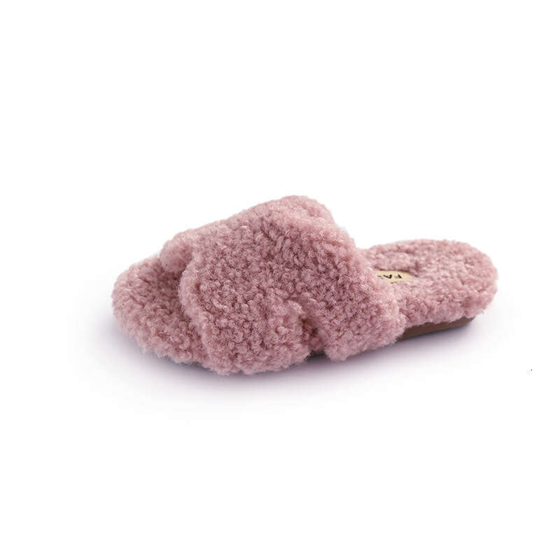 Children's Retro French Style Slippers 2025 Autumn Winter New Korean Version Girls' Soft Sole One-Word Furry Shoes