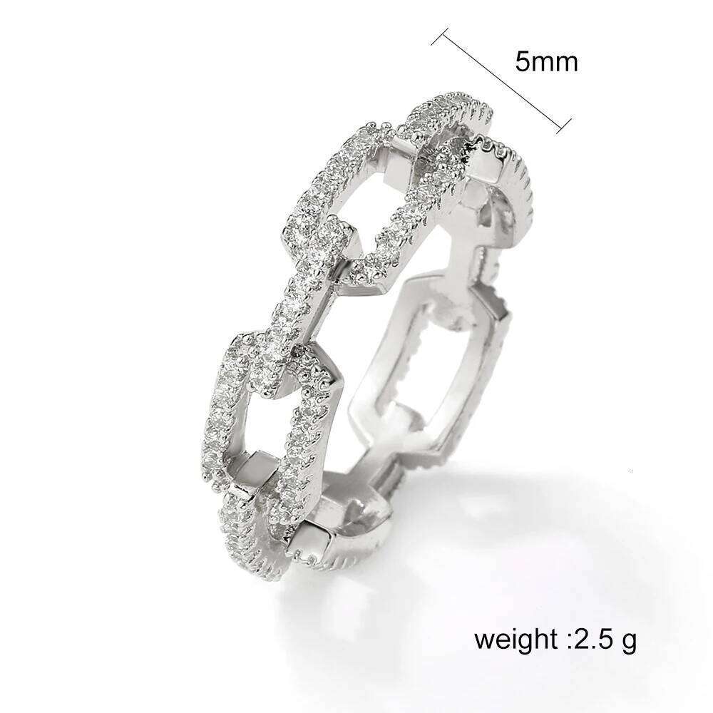ZAKOL Fashion Cuban Link Chain Rings for Women Buling Micro Pave Zirconia Finger Ring Engagement Jewelry