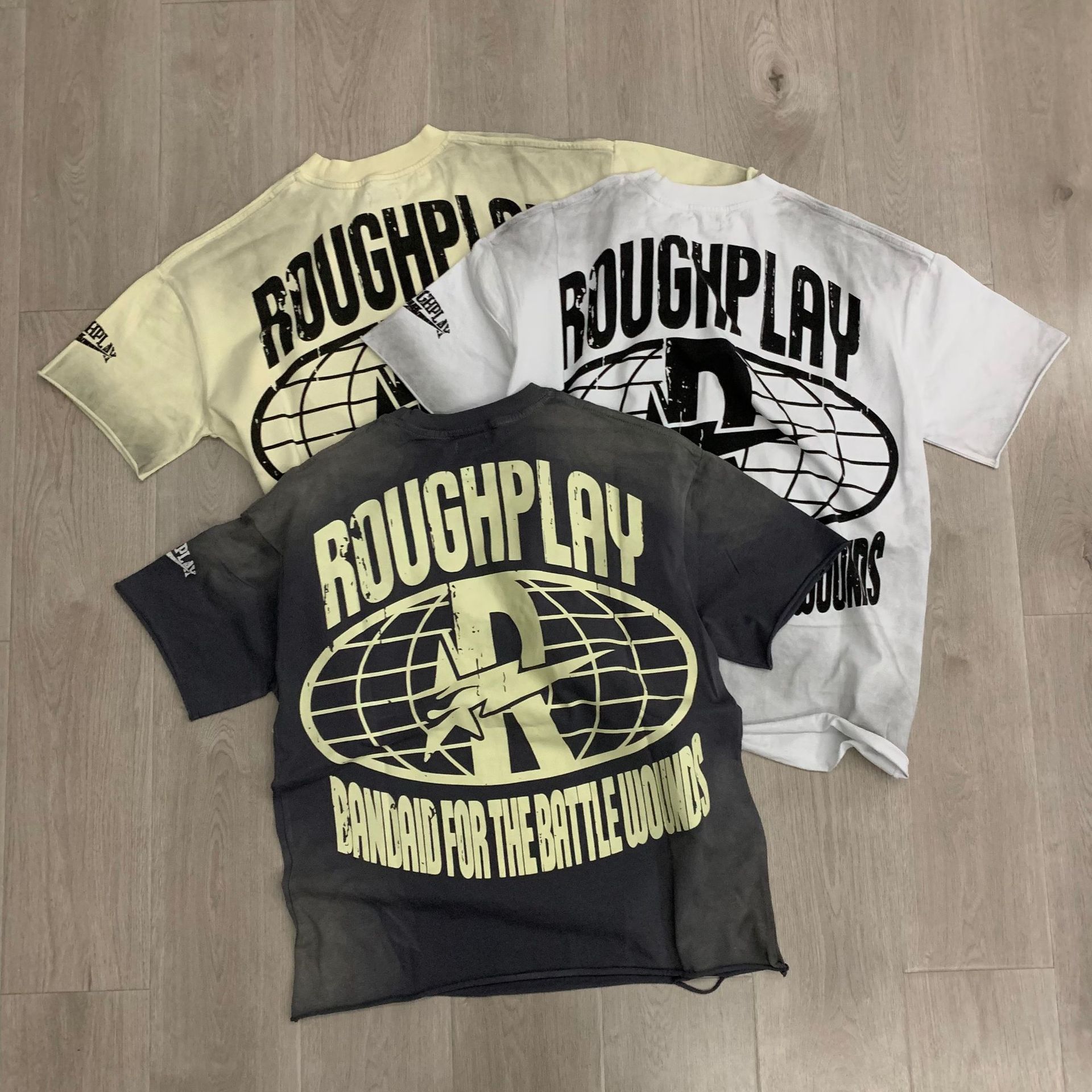 Men's T-Shirts Real Pictures High Quality Roughplay T Shirt All-match Men Women Hip-hop Streetwear Short Sleeve Tee Rock Youth Washed Series For 
