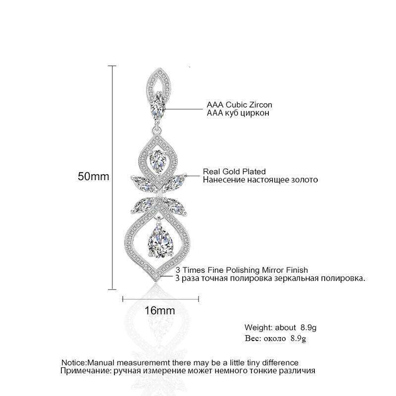 ZAKOL Classic Geometric Clear Zircon Dangle Earrings for Women Elegant Sliver Color AAA CZ Wedding Party Ear Accessories