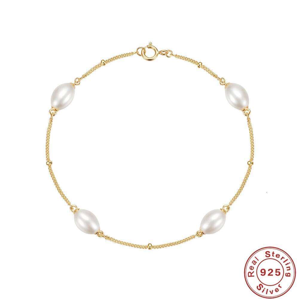 AIDE Genuine 925 Sterling Silver Fashion Snow-White 4 Pearl Bride Bracelet Girlfriend Jewelry For Women 25H1229