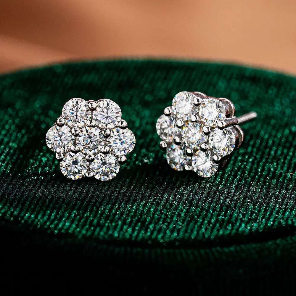 Snowflake-shaped stud earrings Diamond-studded stud earrings Designer earrings Fashion accessories