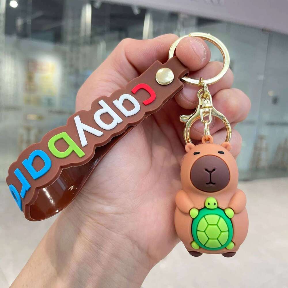 ZAKOL Cute Cartoon PVC Simulation Capybara Keychain Pvc Soft Rubber Backpack Key Mobile Phone Pendant Accessories Gift
