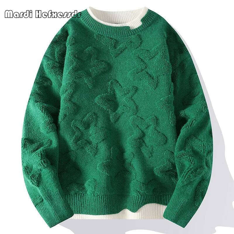 New Fashion Men Winter Knitted Outwear Casual Sweaters O-Neck High Quality Male Loose Pullovers Clothing 4XL