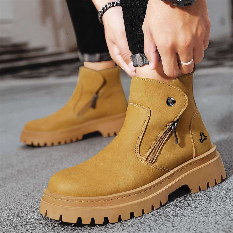 Martin High Top British Style Work 2025 New Spring Autumn Men's Shoes Casual Yellow Chelsea Boots Men