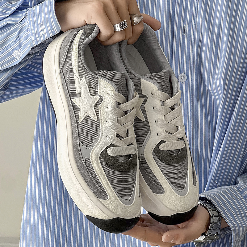 2026 New Design Mens Fashion Breathable Youth Trend Thick Sole Sneakers Versatile Retro Low Top Casual Shoes Free Shipping