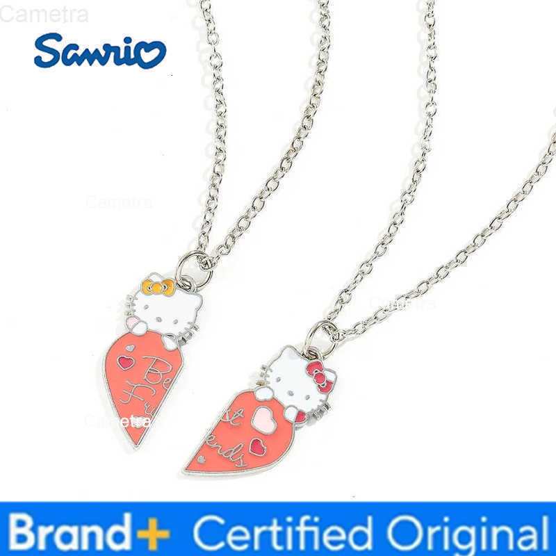 Sanrio Kawaii Anime Hello Kitty Necklace Cute Cartoon Heart-shaped KT Cat Pendant Neck Chian for Best Friend Accessories Gift H251229