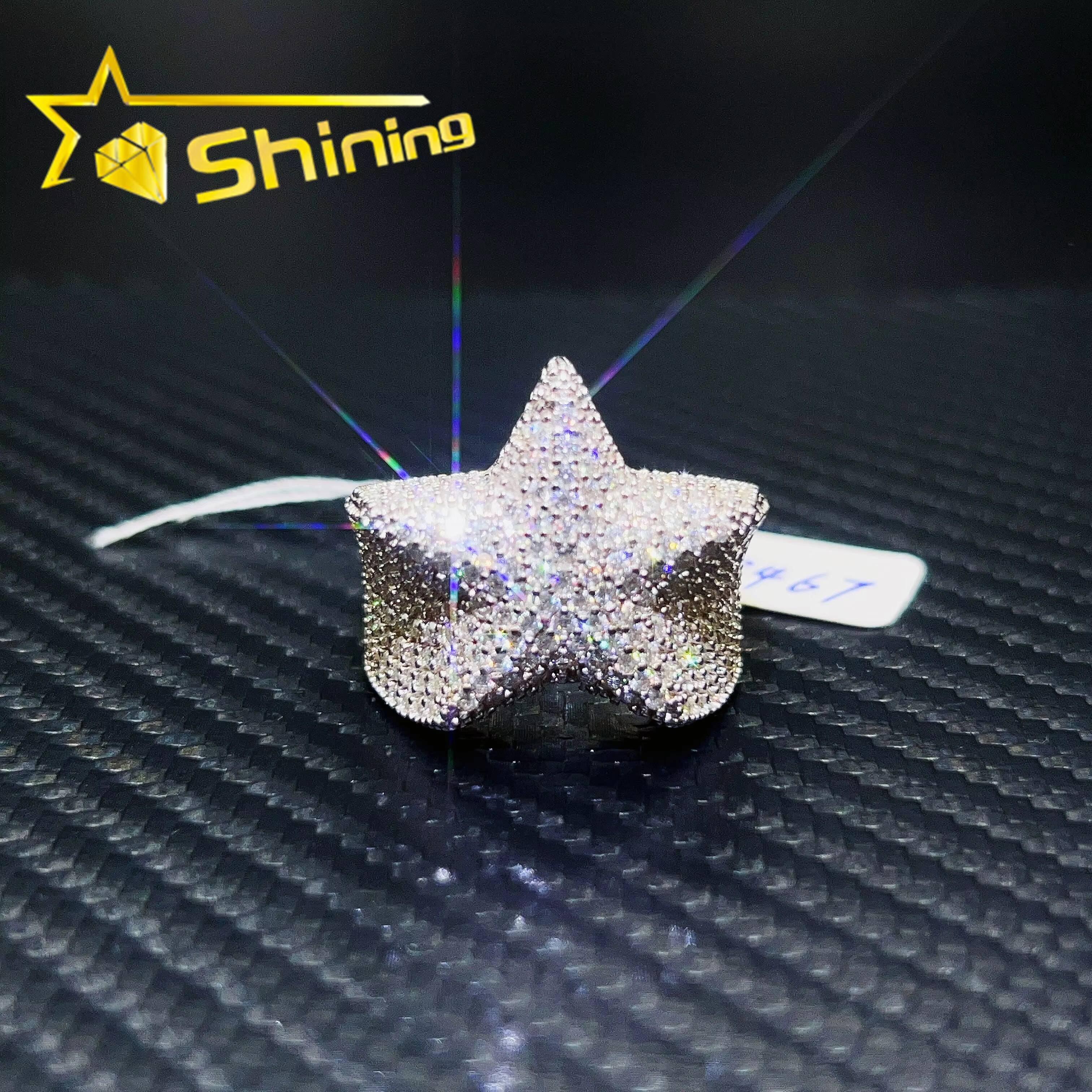 Wholesale Price 925 Sterling Silver Star Design Vvs1 Diamond Moissanite Men Hip Hop Iced Out Ring