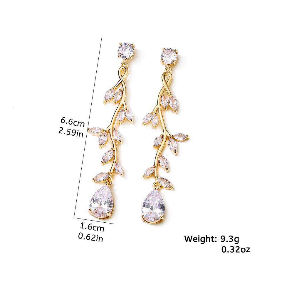 ZAKOL Luxury Marquise Leaf Zircon Bridal Earrings Buling Clear Crystal CZ Dangle Earring Glamor Wedding Jewelry for Women