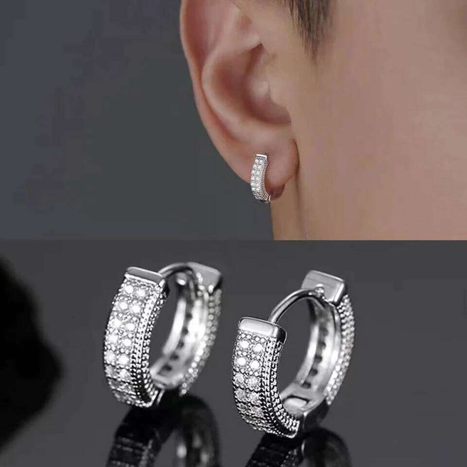 ZAKOL Hip Hop Fashion Green Cubic Zirconia Hoop Earrings For Women Men Circle Colorful Crystal CZ Party Jewelry Wholesale