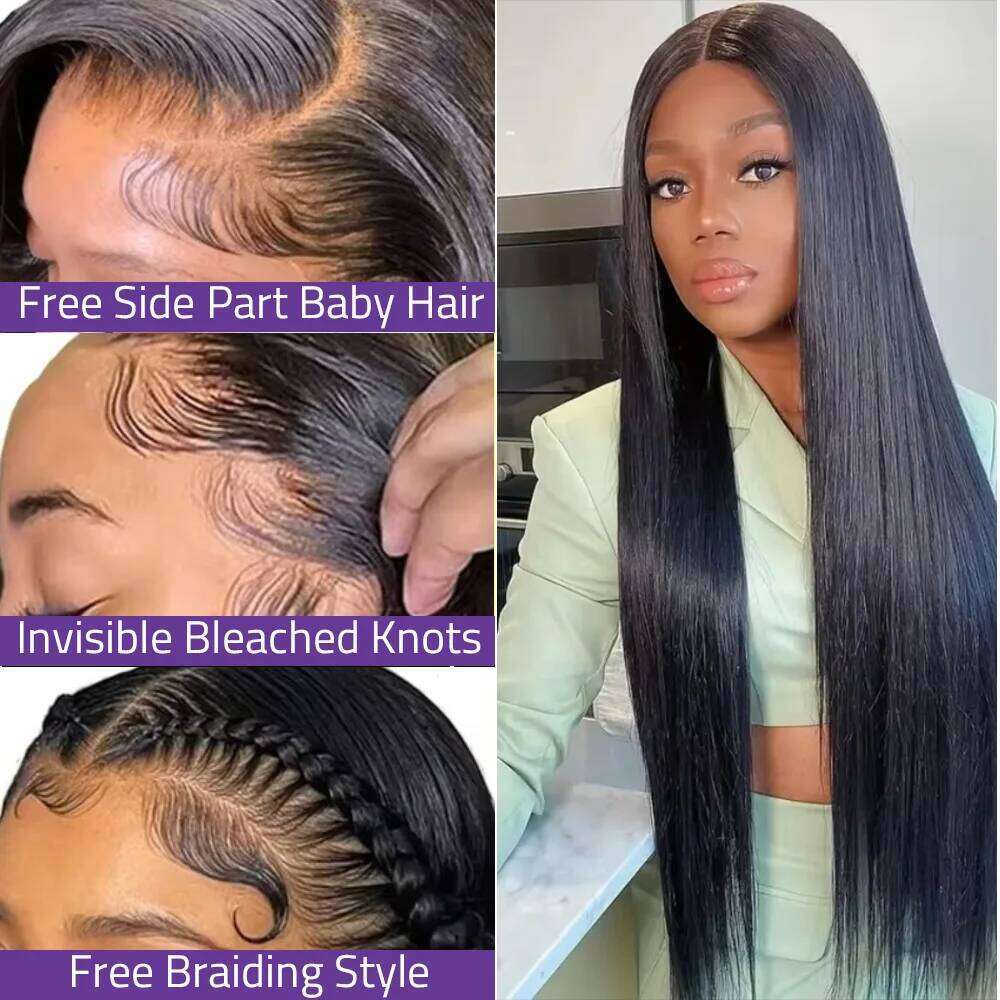 38 Inch 200% Density Bone Straight 13X6 HD Transparent Frontal Wig Brazilian 100% Human Hair 5X5 Lace Front Wigs For Women