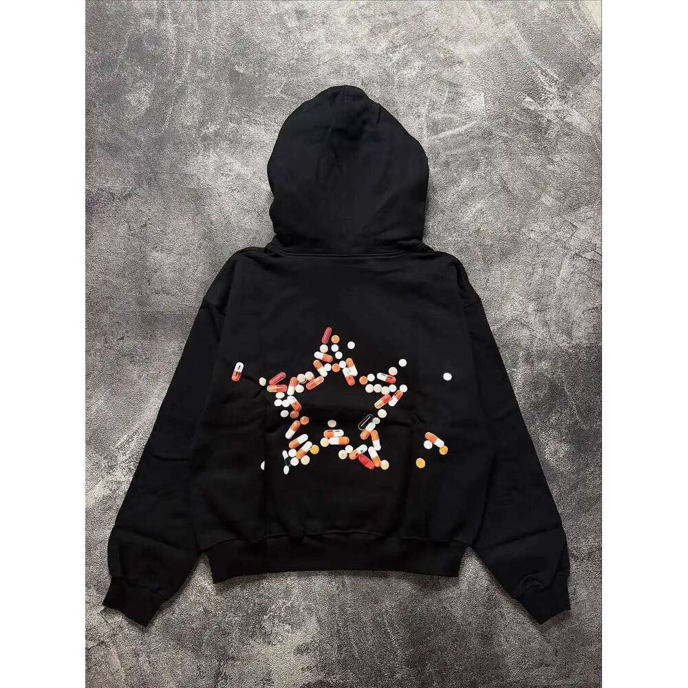 Retro Art Ultra-large Letter Printing Summer Street Round Neck of Hoodie Coats Men's Loose Leisure Sports Warm Couple Sweater