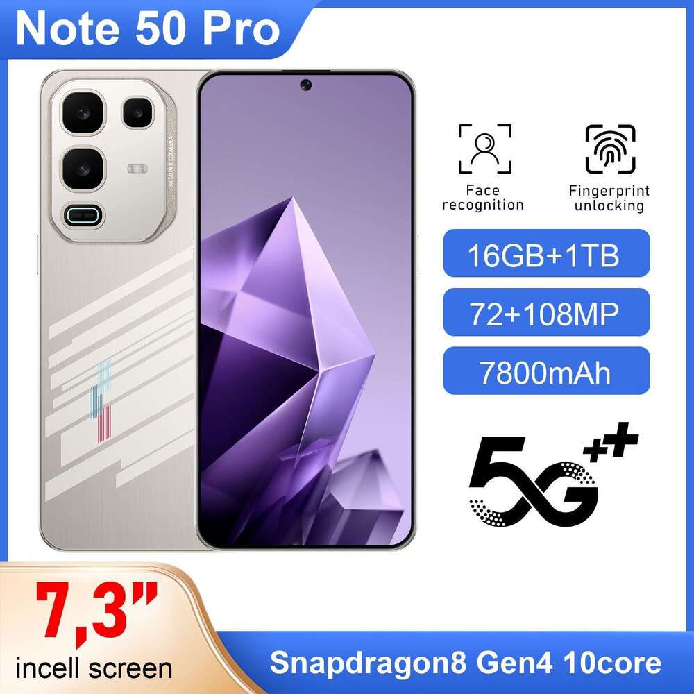 Famous brand cross-border exclusive smartphone Note 50 Pro high-definition large screen 16+1T in stock Android phone source factory CKS