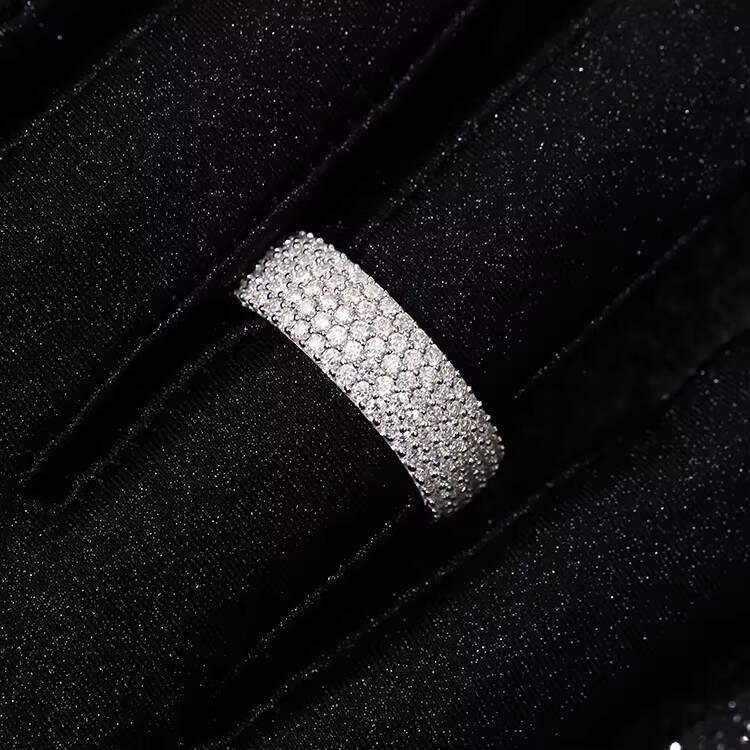 Yy Rts Iced Out 5 Rows 4 Rows Vvs Moissanite Rings Pass Diamond Tester 925 Sterling Silver Hiphop Fine Jewelry Rings for Men