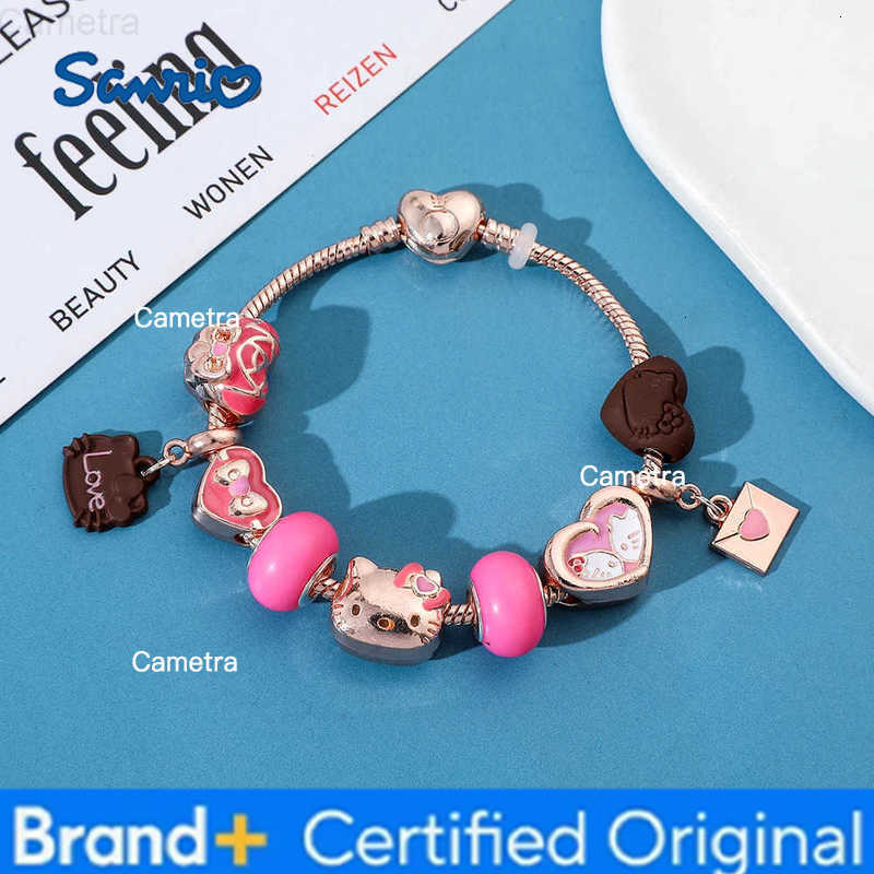 Sanrio Anime Cartoon HelloKitty Bracelet Cute Cartoon Figure Kitty DIY Accessory Kawaii KT Cat Bracelet for Children Party Gifts H251229