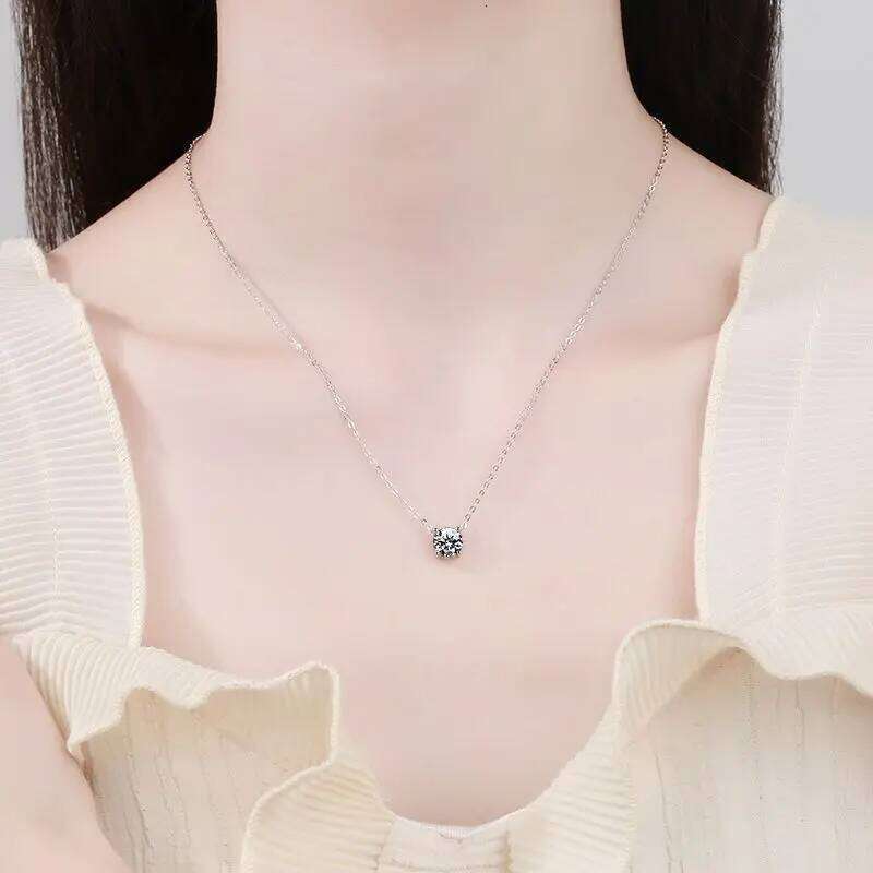 1-5CT Moissanite Woman white zircon 925 Sterling Silver Pendant Necklace For Women Chains Party Bridal Fine Jewelry db8