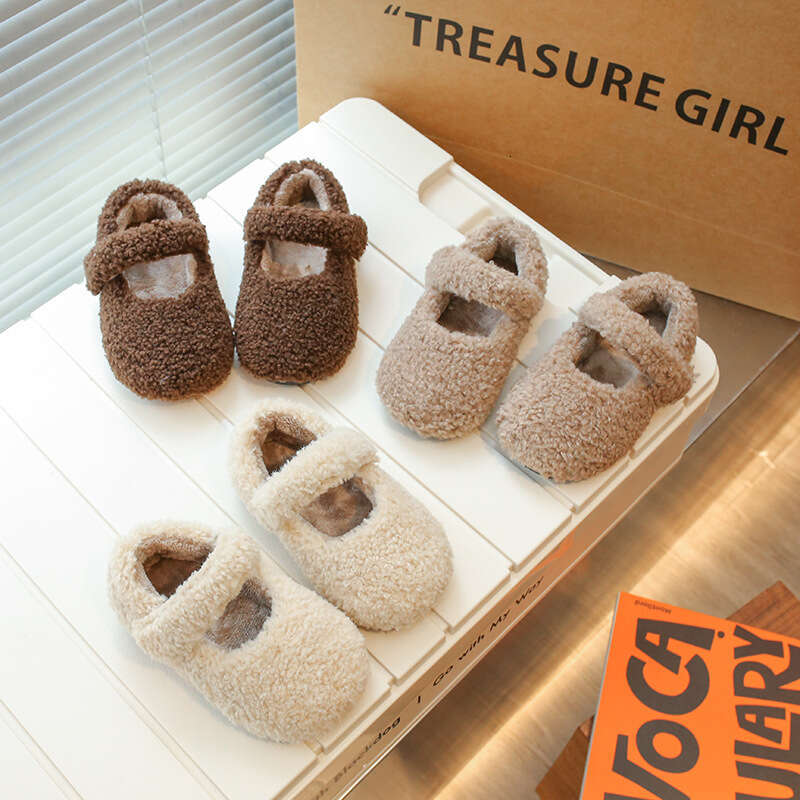 Cotton 2025 Autumn Winter New Solid Color Cute Baby Lightweight Children's Furry Shoes