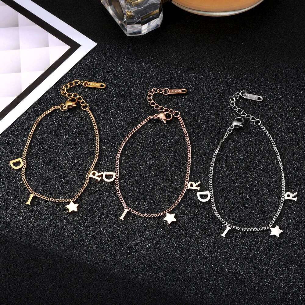ZAKOL Fashion Letter Star Pendant for Woman Simple Stainless Steel Chain Bracelet Luxury Jewelry Accessories Gifts