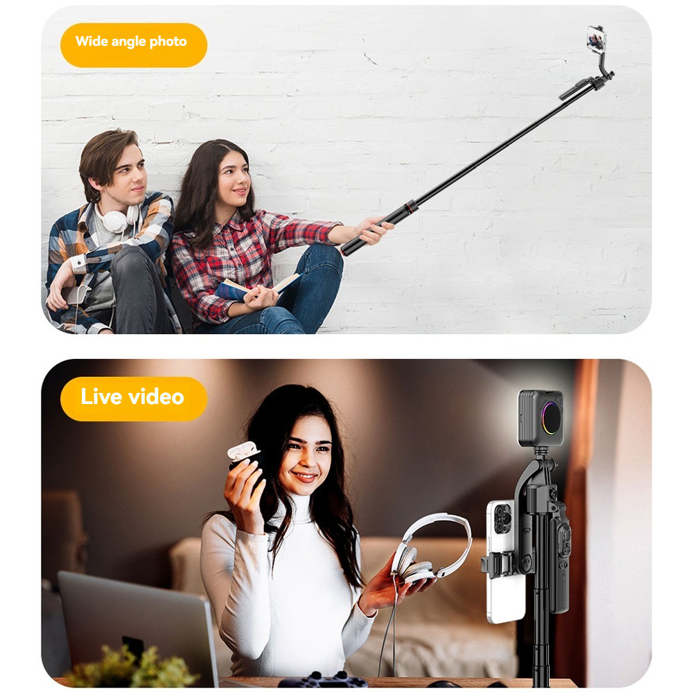 Auto Face Tracking Tripod, 360° Smart Rotation Selfie Stick, Follows Movement, With Remote & Fill Light For Vlog, Live Stream, Video Recording, Univer