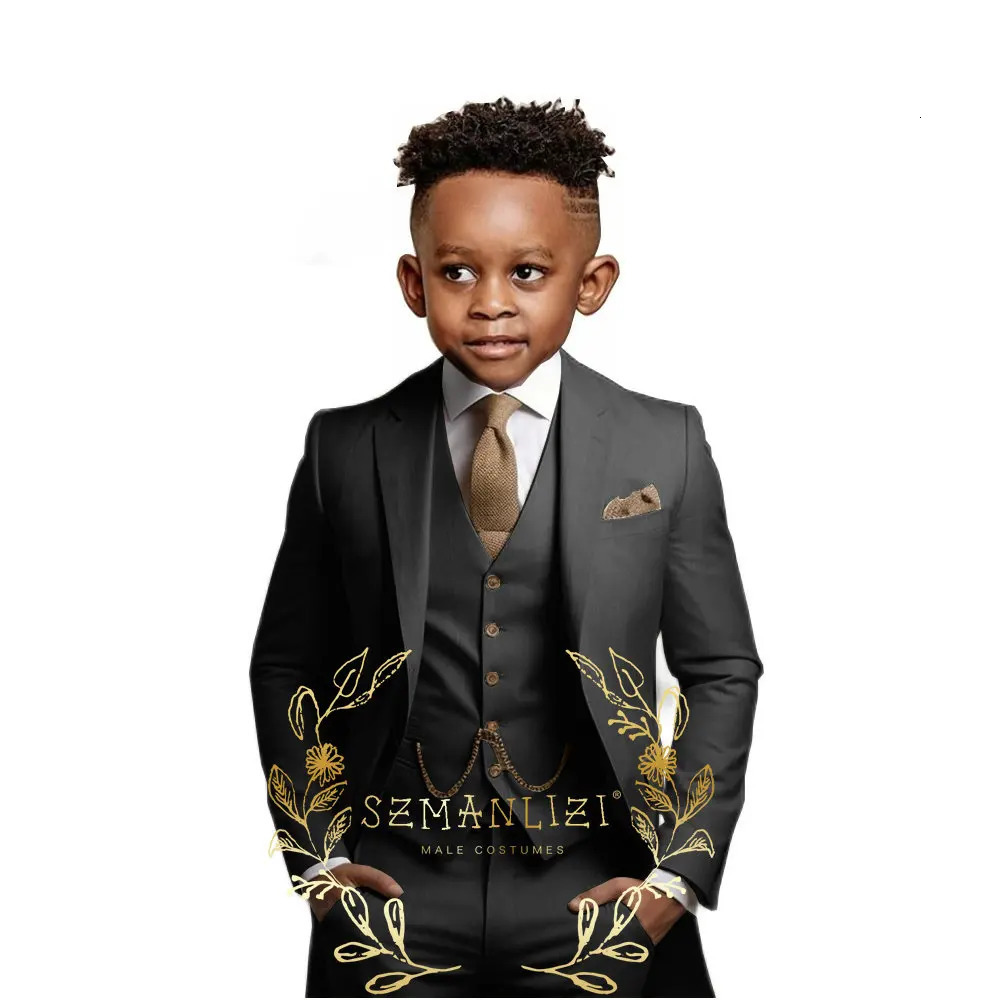 Suit Boys Wedding Tuxedo Beige Jacket Vest Pants 3 Piece Set Formal Clothes Holiday Party Blazer Kids Custom Outfit 251218