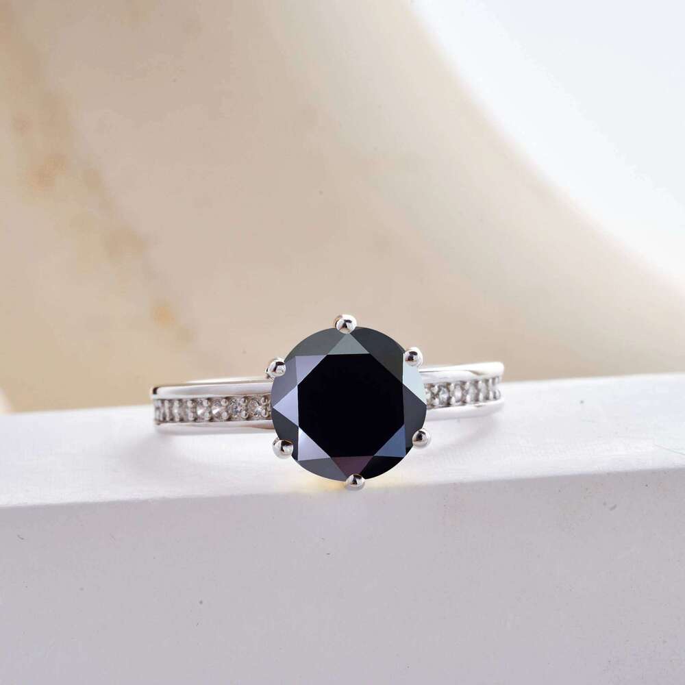 9mm 3ct VVS Pink black Color Moissanite Ring For Women S925 Sterling Silver Fine Jewelry Wedding Engagement Anniversary Gift c89