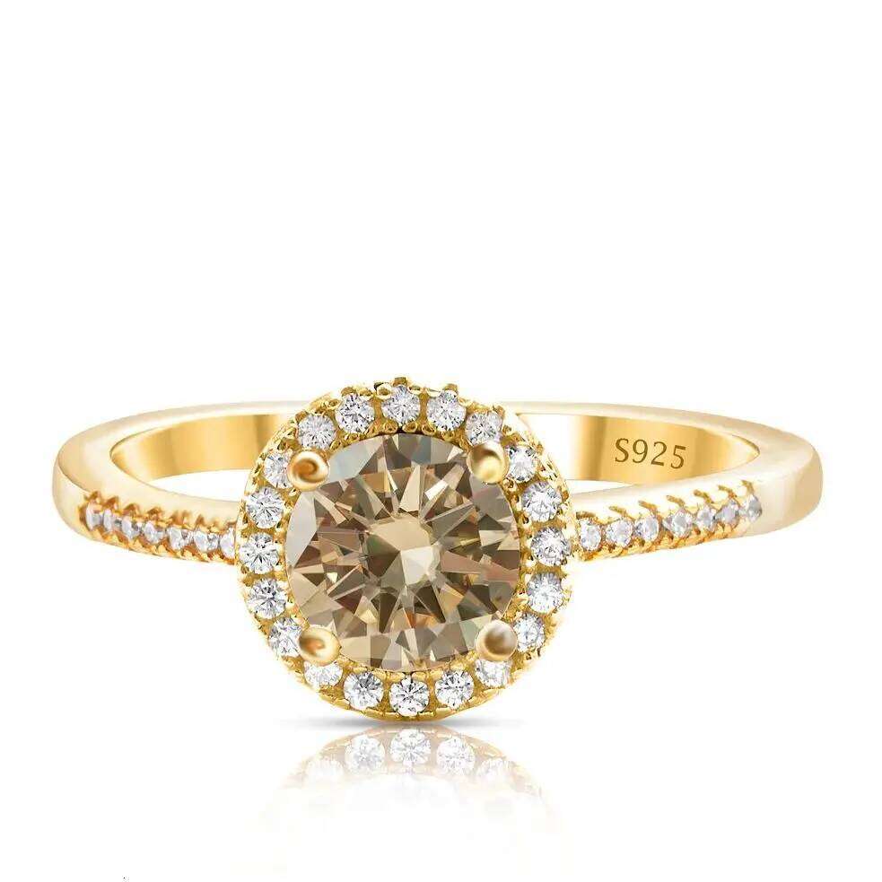1 Ct Moissanite Ring For Women Solid 925 Silver 18k gold yellow Plated Luxury Wedding Female Jewelry With Certificate Gift 043