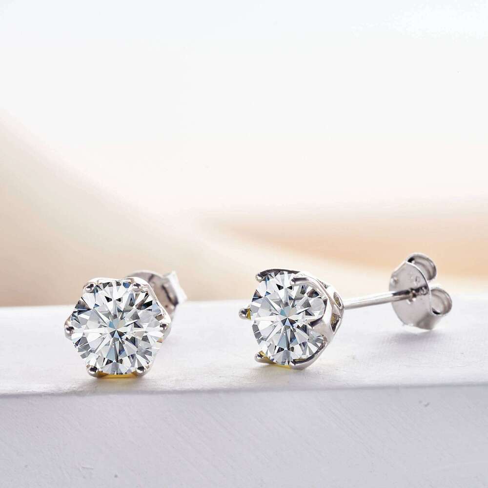 0.5/1/2 carat pink royalblue color women moissanite stub earring S925 Sterling silver female Wedding Ear Jewelry dating Gifts a4f