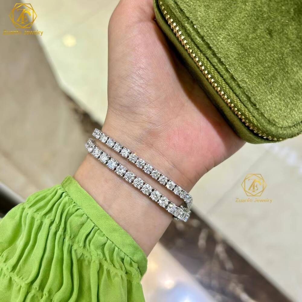 Factory Custom 10K 14K Gold Hip Hop Tennis Chain 2mm-5mm Lab Grown Diamond Bracelet with DEF VVS-VS Brilliant Cut Diamond