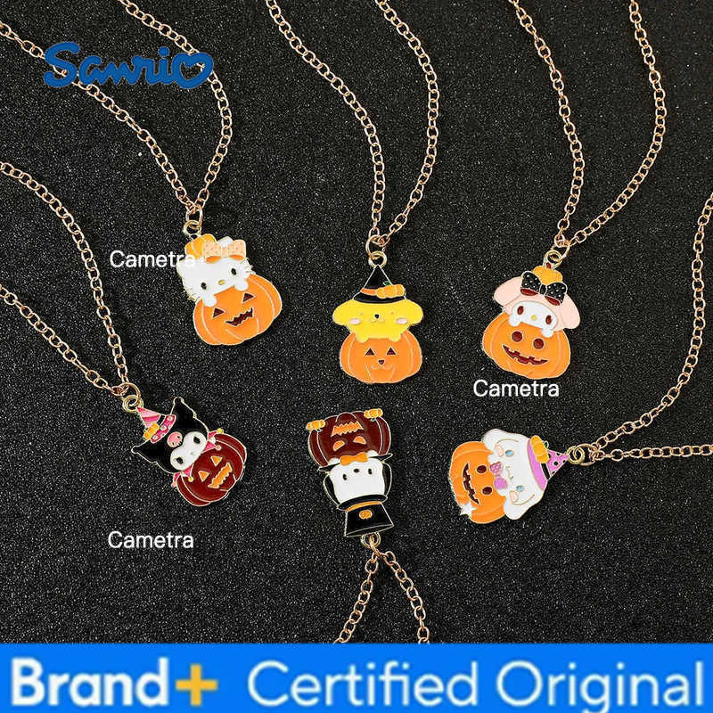 Sanrio Anime Cartoon Series Kuromi Hello Kitty Necklace Cute Girl Neck Chain Creative Halloween Pumpkin Necklace Gift H251229