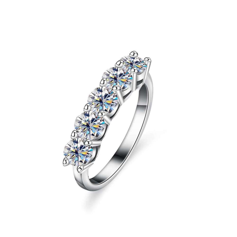 White Gold D Color 4mm Moissanite Ring for Women 1.5CT Stone Match Diamond Wedding Band Bride S925 Sterling Silver GRA a6f