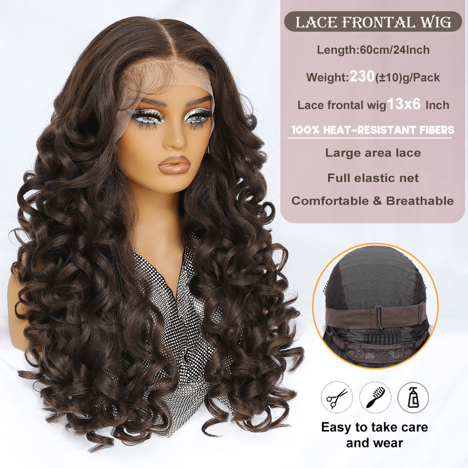 Synthetic Blend Heat Resistant French Curl Blonde Glue Free High Definition Frontal Synthetic Hair Lace Frontal Wig