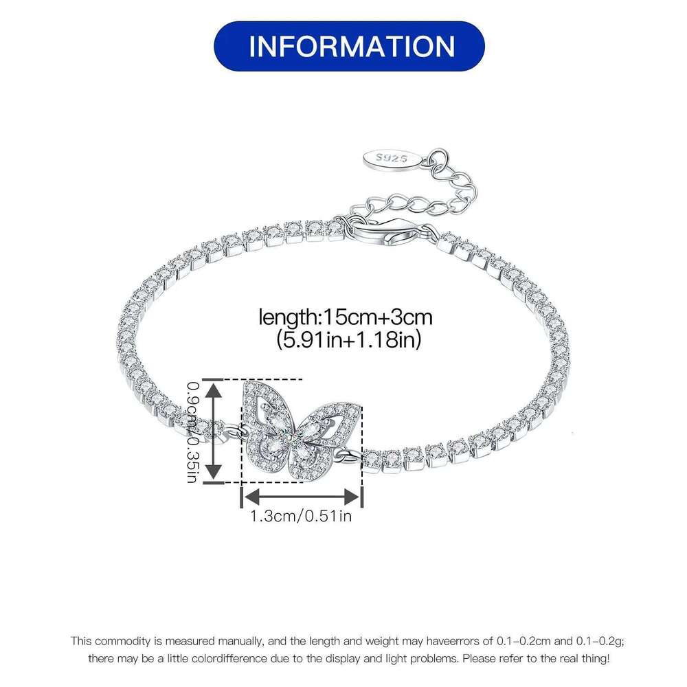 New 925 Sterling Silver Exquisite Sparkling Butterfly Insect Chain Link Women Bracelet Birthday Festival Jewelry Gifts 25H1229