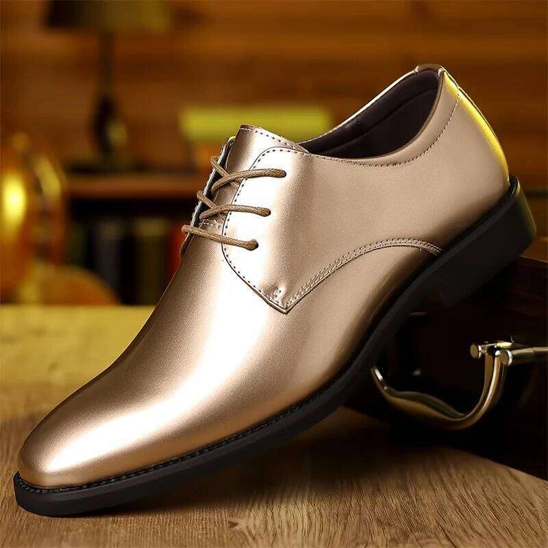 Classic red leather men's large size 39-48 comfortable pointed-toe men's formal shoes lightweight flat social shoes for men LEEGO LENS