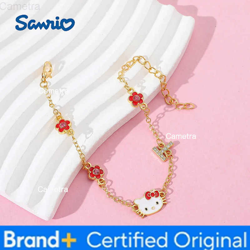 Sanrio Anime Hello Kitty Bracelet Cute Cartoon Figure Kitty White Metal Rhinestones Pendant Bracelet Kawaii Accessories H251229