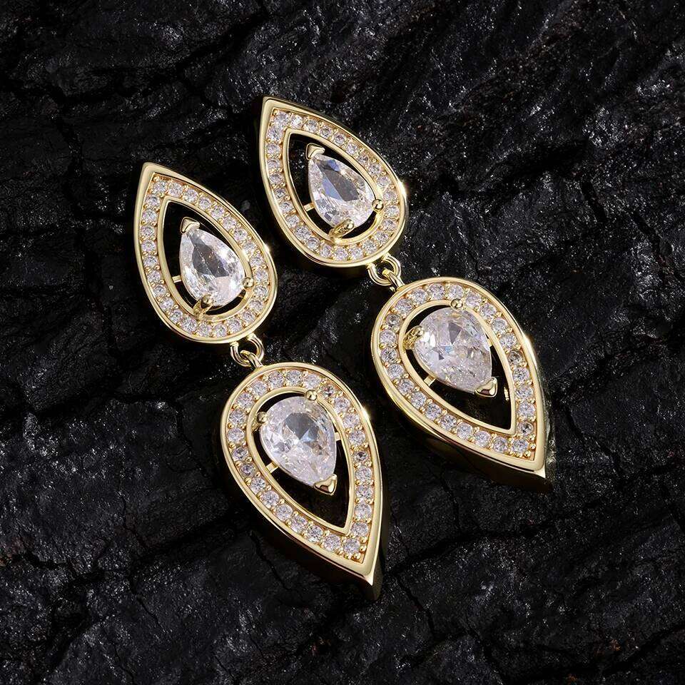 ZAKOL New Pear-shaped Water Drop Zirconia Dangle Earrings for Women Brilliant Clear Crystal Banquet Wedding Jewelry