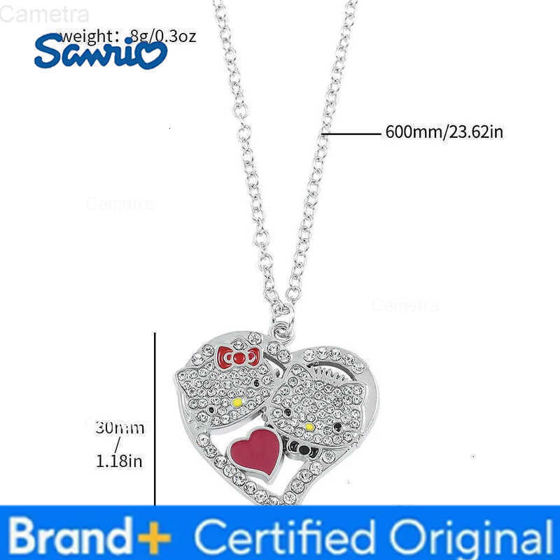 Sanrio Kawaii Hello Kitty Heart Rhinestone Necklace Pendant Girls Clavicle Jewelry Kitty Cat Design Fashion Accessory H251229