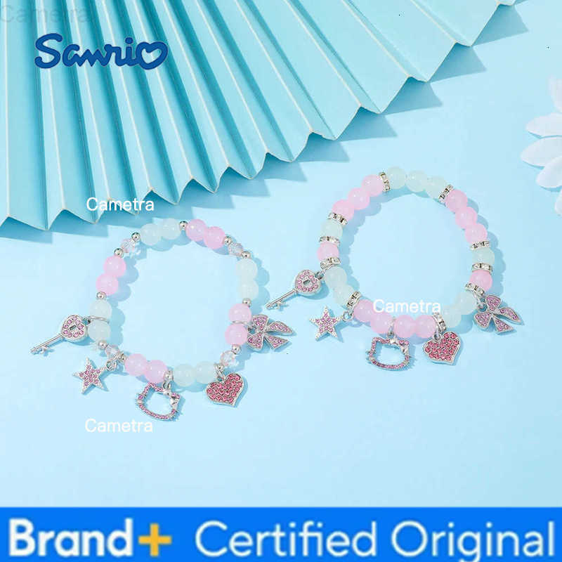 Sanrio Cute Kawaii HelloKitty Rhinestone Hollow Pendant Bead Bracelet Fashionable Womens Accessory Suitable as a Gift for Best Friends H251229