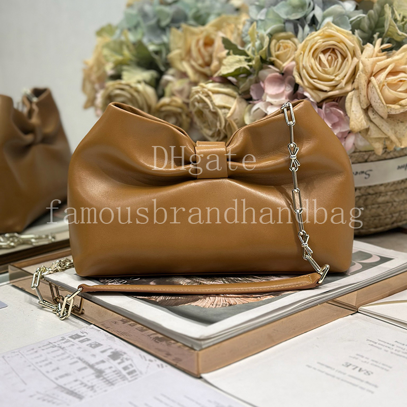 Master quality Designer Crossbody bag Bow Shoulder Bag with Chain Strap Bowknot Clutch Evening Bag Calfskin Women Handbag With Box D0714A